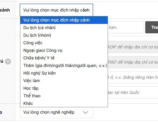khai báo lý do nhập cảnh jeju chính xác